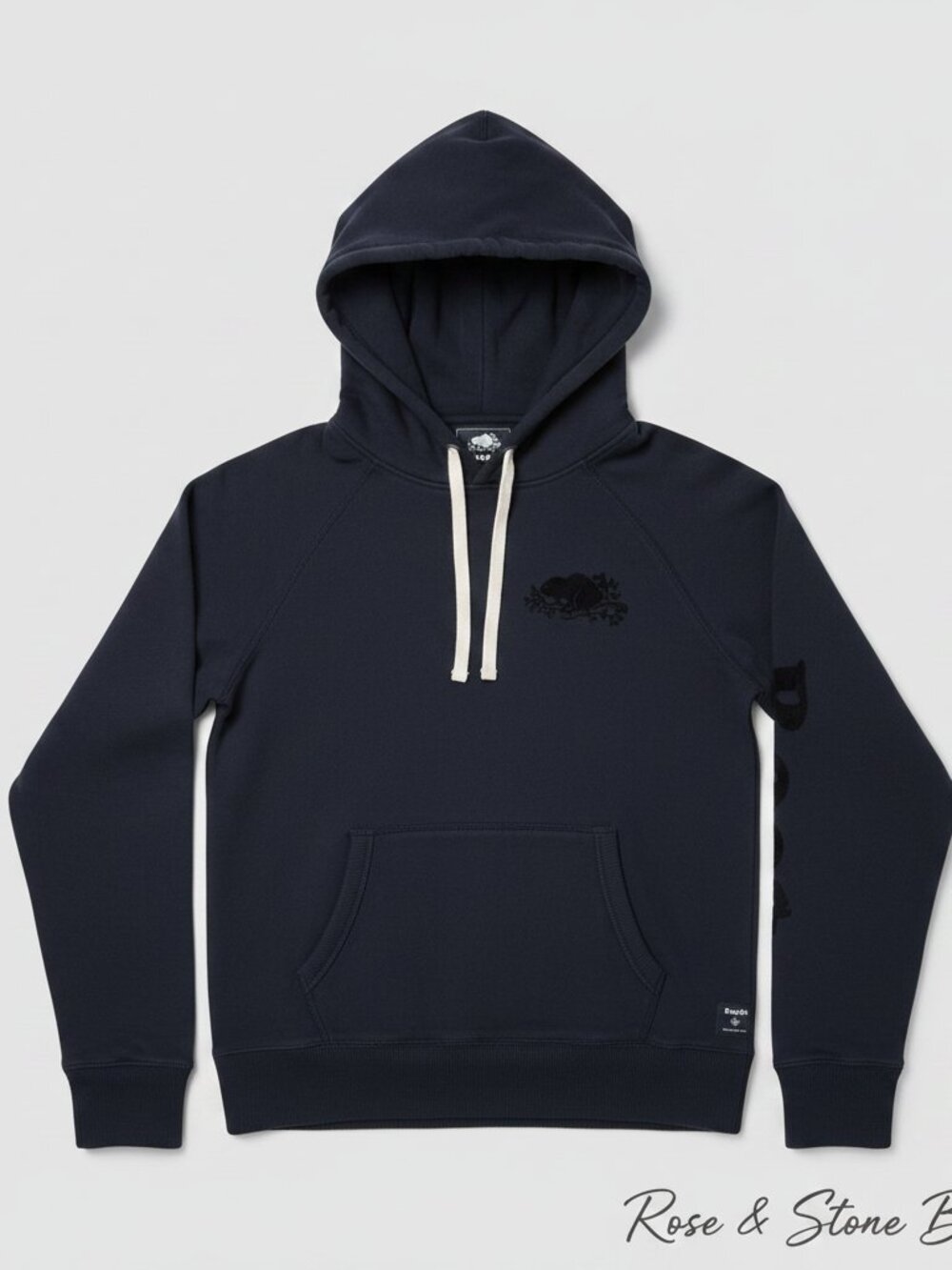 Roots Canada Pullover Hoodie Black Tonal Sleeve S/P